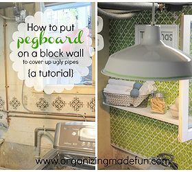 how to put pegboard on a block wall to cover up ugly pipes, diy, laundry rooms, wall decor