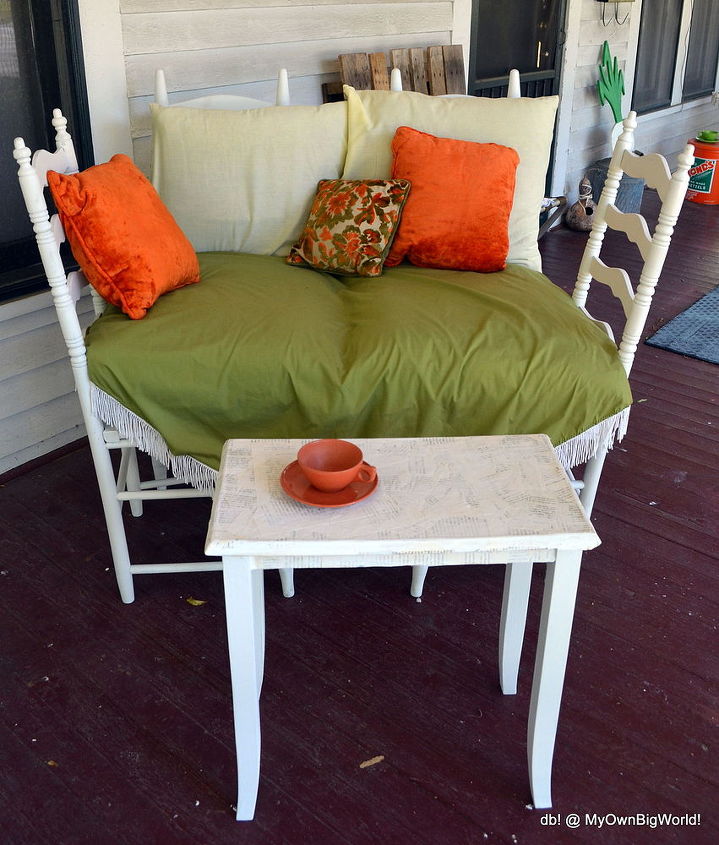 what does an old book a small yard sale table have in common, outdoor furniture, outdoor living, painted furniture, repurposing upcycling