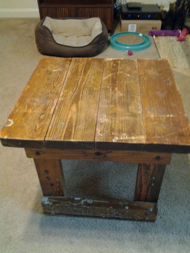 alguma ideia divertida para esta mesa de madeira macia, Madeira maci a que voc marcou como uma mesa final que gostaria de usar ao ar livre eu gosto de funk