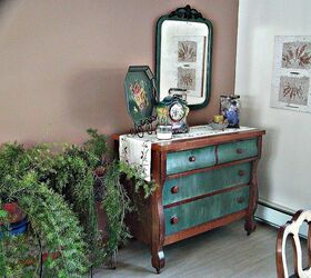 small house dining and living room unveil, dining room ideas, home decor, The far end of our dining room My hand painted Empire dresser give me lots of storage space