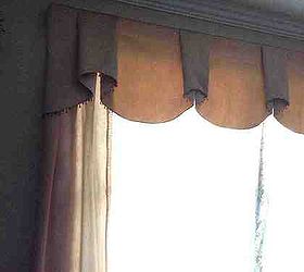 window treatments on the cheap or what i made during the last cold sn, diy, home decor, reupholster, window treatments, windows, Not a good picture of the lace panels