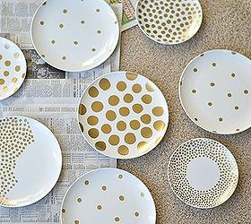 gold polka dot plate art, crafts