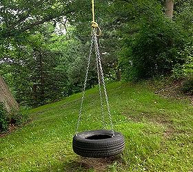 diy old fashioned tire swing, diy, outdoor living, The finished product