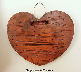 transforming country thrift shop hearts to faux reclaimed wood hearts, crafts, repurposing upcycling, seasonal holiday decor, Finished heart number two