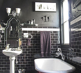 our black white amp classic master bathroom, bathroom ideas, diy, home decor, home improvement, how to, The view from our bedroom looking into the new bathroom space We elected not to have a shower with the tub for now so we didn t end up putting up a shower curtain rod or curtains
