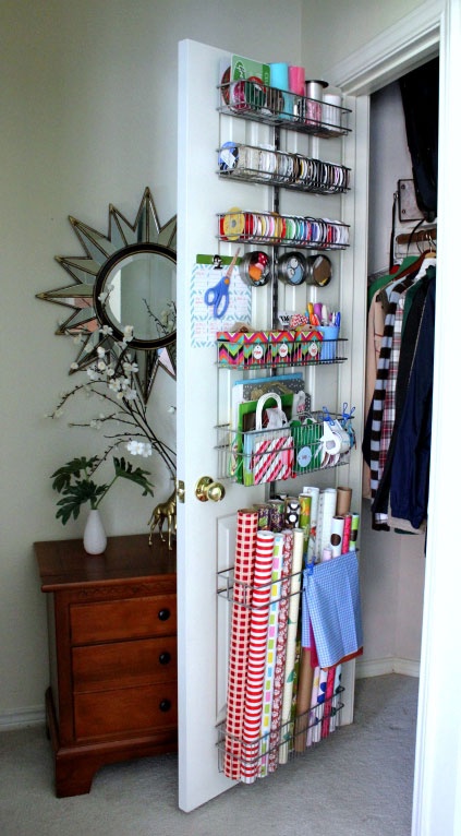 my favorite pins of 2012, architecture, craft rooms, painting, I want to make a gift wrap station on the back of a door like this