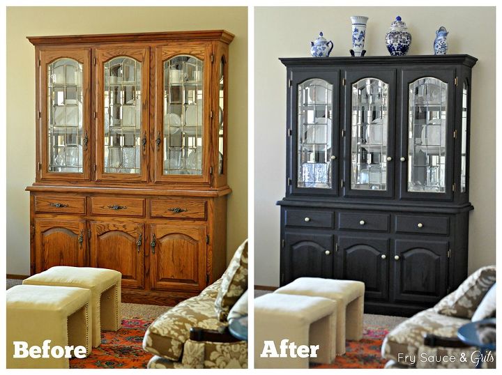 china hutch makeover with miss mustard seed milk paint, home decor, painted furniture
