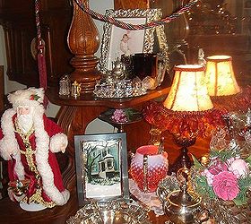 i love decorating our 1895 queen anne victorian for christmas with 12 trees, christmas decorations, seasonal holiday decor, wreaths, Dining room buffet Notice pic of our house from the 2005 Christmas Day snow on Galveston Island