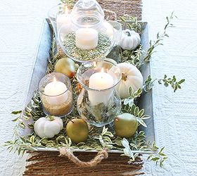head to your pantry amp yard for your next fall centerpiece, seasonal holiday decor, Pear White Pumpkin Fall Centerpiece by Sand Sisal