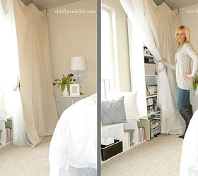 solution for sharing an office and a guest room, bedroom ideas, home decor, Hide clutter and supplies behind curtains