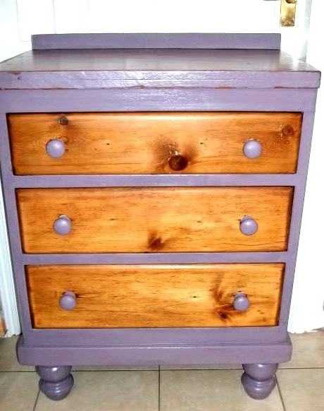 lilac natural wood shabby chic 3 drawer chest, painted furniture, shabby chic