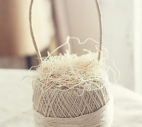 spring thread ball egg basket, crafts, easter decorations, repurposing upcycling, seasonal holiday decor
