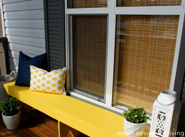 front porch decorating yellow bench makeover, outdoor furniture, outdoor living, painted furniture, rustic furniture, Creating a seating area on the front porch makes it look more welcoming