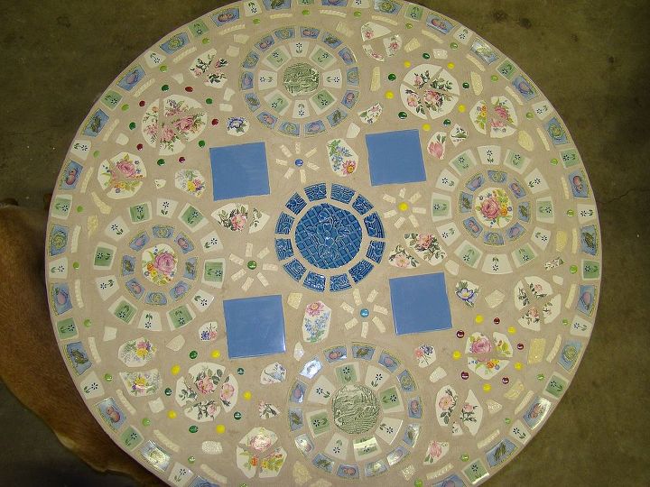 mosaic table for the patio or garden, outdoor furniture, painted furniture, tiling, Finished picture
