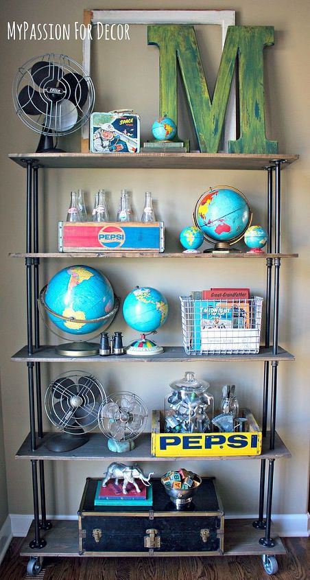 diy industrial pipe and wood shelving, repurposing upcycling, shelving ideas