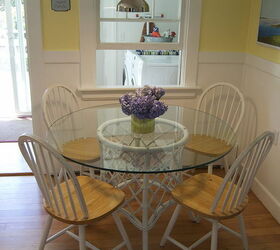 cottage revival, home decor, The glass table makes a comeback in a small space adding size without bulk