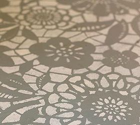 lace stencil floor transformation, bedroom ideas, flooring, home decor, painting, Dana and Brook of Bella Tucker Decorative Finishes used our Skylar s Lace Floral Stencil to update their bedroom floor