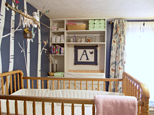 girls nursery reveal, bedroom ideas, home decor, custom built in hutch from small dresser