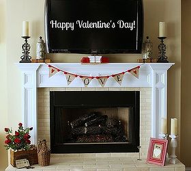 valentine s day mantel simple craft projects, fireplaces mantels, seasonal holiday d cor, valentines day ideas, A home office mantel is ready for Valentine s Day with a few simple craft projects