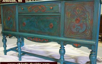 Antique Buffet Painted in Peacock Blue
