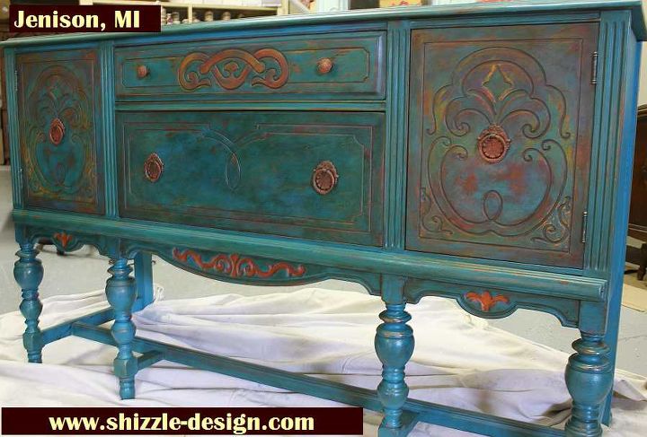 Antique Buffet Painted In Peacock Blue Hometalk
