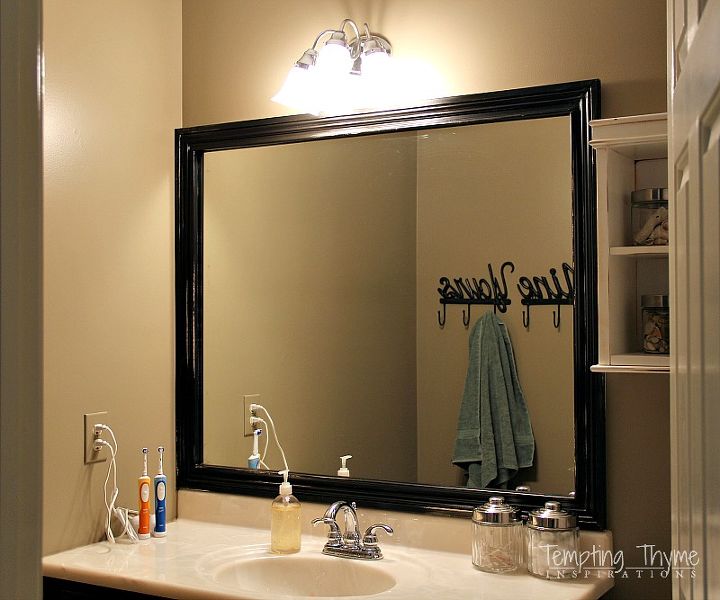how to frame a builder grade bathroom mirror, bathroom ideas, diy, home improvement, woodworking projects