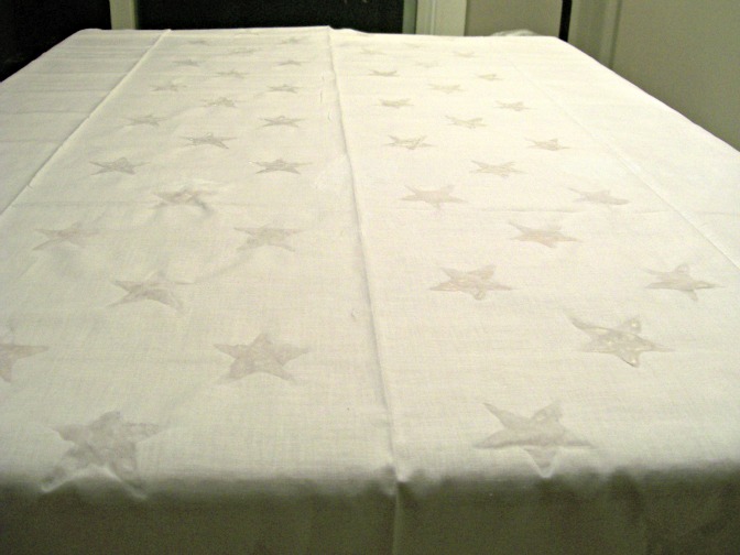 faux batik and tie dye patriotic table cloth, crafts, patriotic decor ideas, seasonal holiday decor, Create the pattern by applying the washable glue over a diy template and letting it dry completely