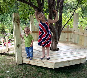 diy build your kids a play castle, diy, outdoor living, woodworking projects, After the decking is on start adding the sides