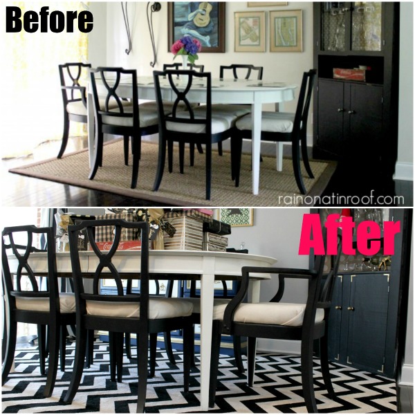 black and cream chevron area rug, flooring, home decor, Drab to fab with the drop of a rug