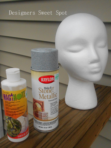 proyecto de cabezal de jardin diy, Empec con una cabeza de maniqu de espuma Magikote Foam Primer y Stone Metallic Spray Paint de Krylon Llam a mi cabeza Betty