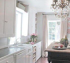 french country cottage kitchen, The kitchen is long and has 2 very small windows originally They were replaced with larger ones to allow more light to come in