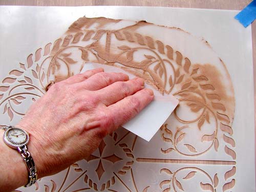 create raised designs on just about anything with plaster stencils, crafts, painted furniture