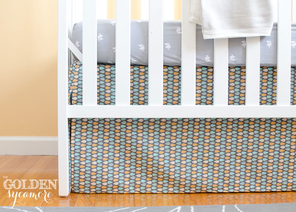 a handmade gender neutral nursery room reveal, bedroom ideas, home decor, DIY crib skrit adds a custom look without the high end price