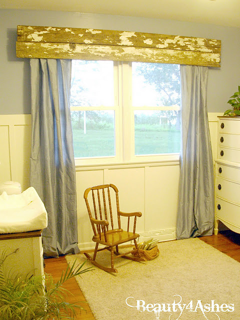reclaimed wood valance, home decor, window treatments, windows, Reclaimed wood valance made with boards from a fence