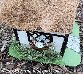 making a medieval peasant cottage easy and fun, crafts, The moss was also hot glued on The whole house was hot glued onto the base and the base painted green The chimney was a piece of black cardstock about 3 inches long folded into a rectangular prism and glued in place Paint stones