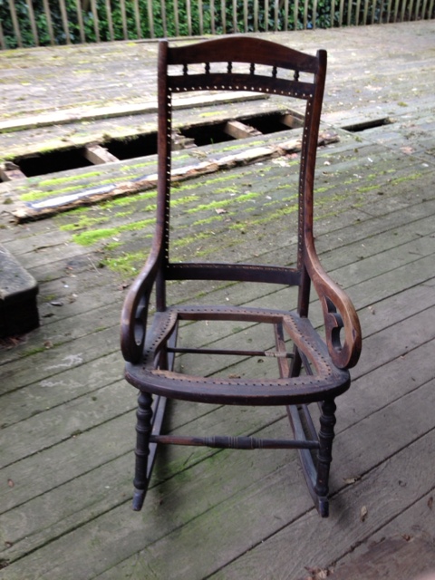 q how to upholster this old rocking chair, painted furniture