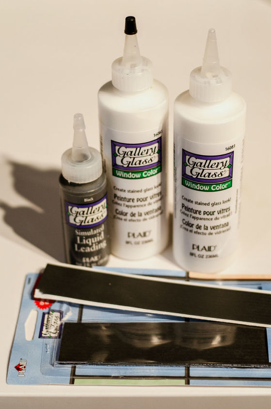 faux leaded glass window, windows, 3 Then I grabbed my faux stain glass Gallery Glass materials which included self adhesive leading strips liquid leading and crystal clear color