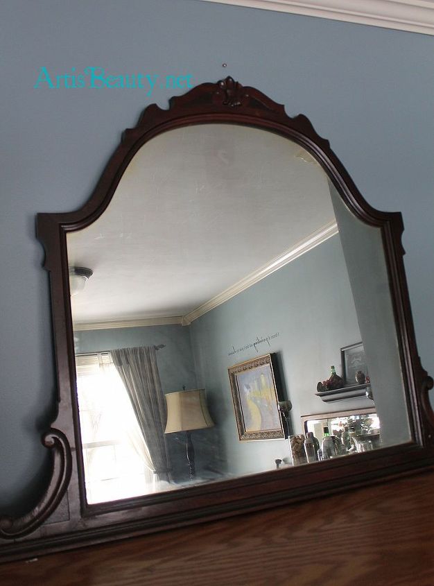 gave a goodwill mirror a makeover for my mantle, home decor, painted furniture