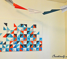 my diy geometric wall art, home decor, painting, Placed in the room