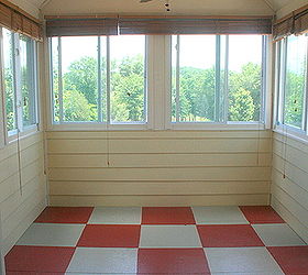 how to paint a floor, flooring, painting, Red and off white painted checkered floor