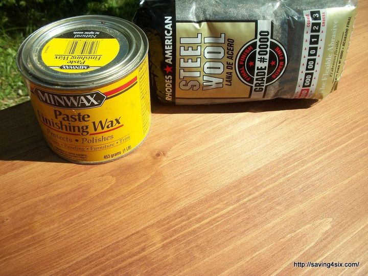 5 steps to refinish a table top or desk, painted furniture, woodworking projects, Steel wool is a great resource while applying wax