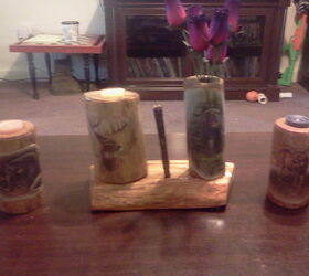rustic tea candle holders vase and pen holder, crafts, home decor