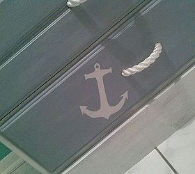 coastal chic dresser night stand makeover, painted furniture, Some cute nautical detail