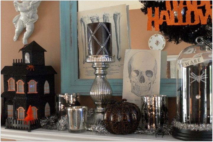 my halloween mantle, halloween decorations, seasonal holiday d cor, Halloween Mantle