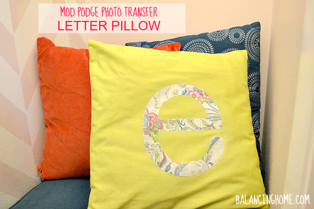 letter pillow for daughter s reading nook, crafts, decoupage, home decor, Letter pillow for reading nook using Mod Podge Photo Transfer Medium