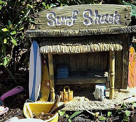 a surf shack just for our garden fairies, flowers, gardening, repurposing upcycling