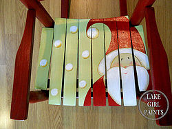 little santa rocker, christmas decorations, painted furniture, seasonal holiday decor