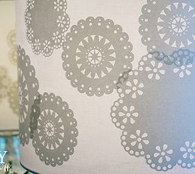 diy i spy winter wonderland lamp, crafts, decoupage, lighting, painting, Decoupage paper doilies lampshade makeover