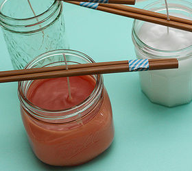 diy citronella candle, crafts, mason jars, Let cool completely Wait about five minutes for the wax to cool and then place the candle in the fridge or freezer Keep the chopsticks balanced on top The wax will harden in just a few hours