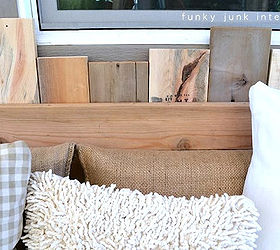 make an outdoor pallet sofa that s comfy and cute, home decor, outdoor furniture, outdoor living, painted furniture, pallet, patio, The random backing boards were intentionally staggered to show as different heights Aren t the different tones eye catching